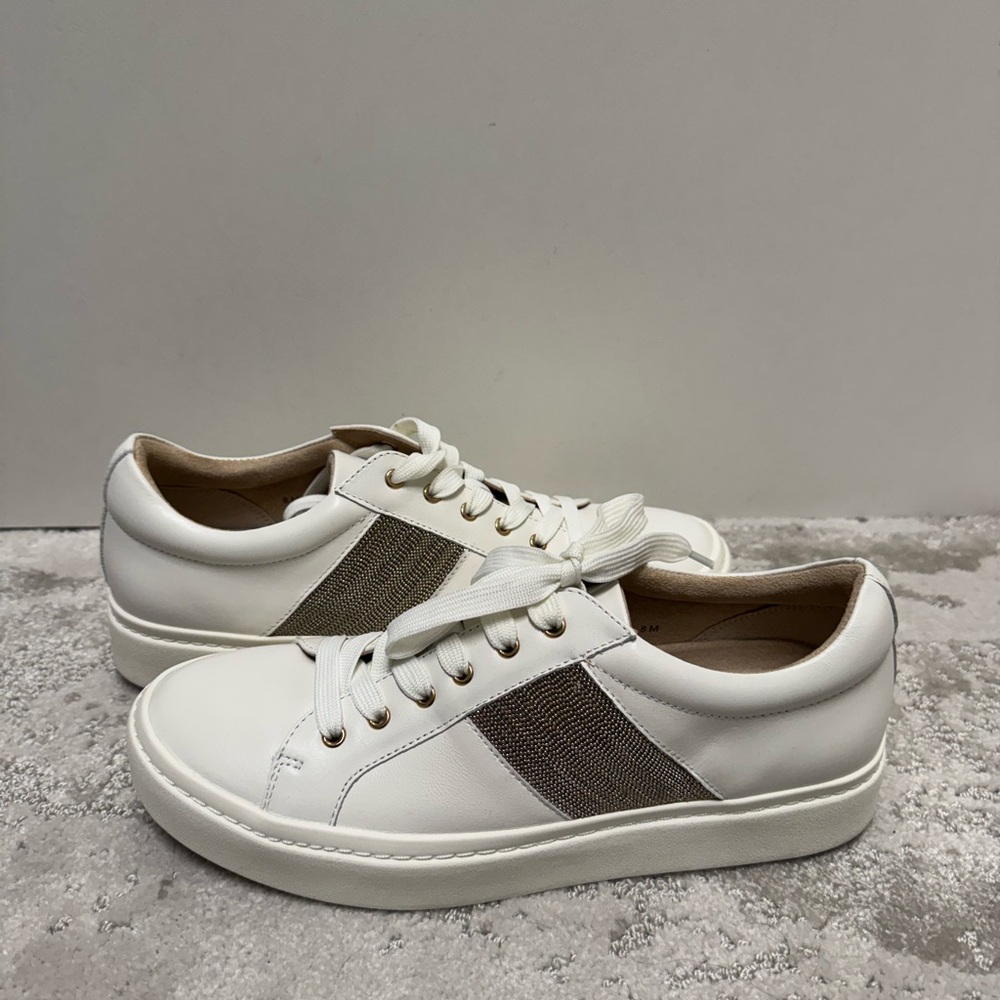 NEVER WORN- Vaneli Sport Sneakers (White with Silver) - Women’s Size 8